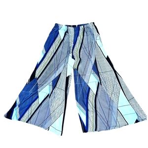 Wide Silky leg pants blue stripe design